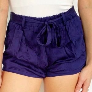 Chaser blue satin tie waist shorts size small